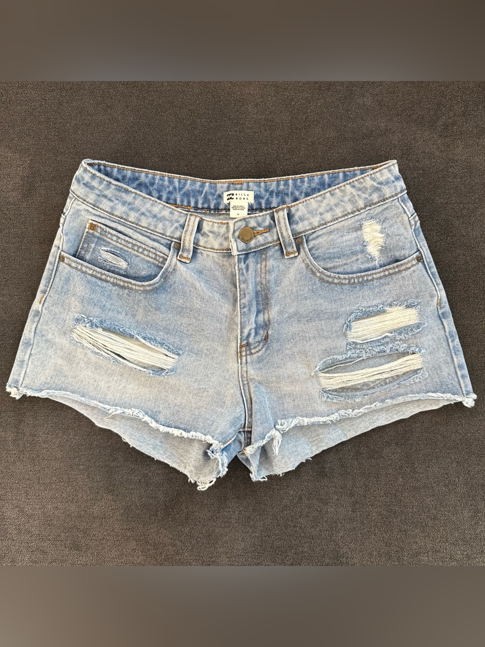 BILLABONG Cutoff Jean Shorts Women's 27 Blue Distressed Denim Boho 100% Cotton